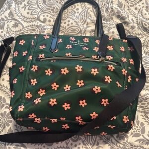 Kate Spade Green Tote with Pink Floral Design